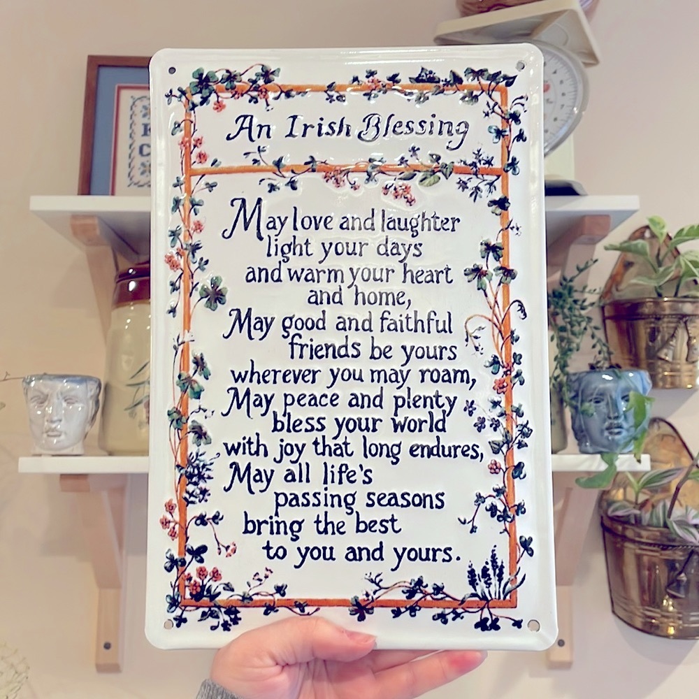 ☘️ Vintage Style Irish Blessing Tin Sign | Cottage Kitchen Pub Decor